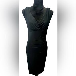 Lauren Ralph Lauren Surplice Ruched Waist Cocktail Dress Black Size 4